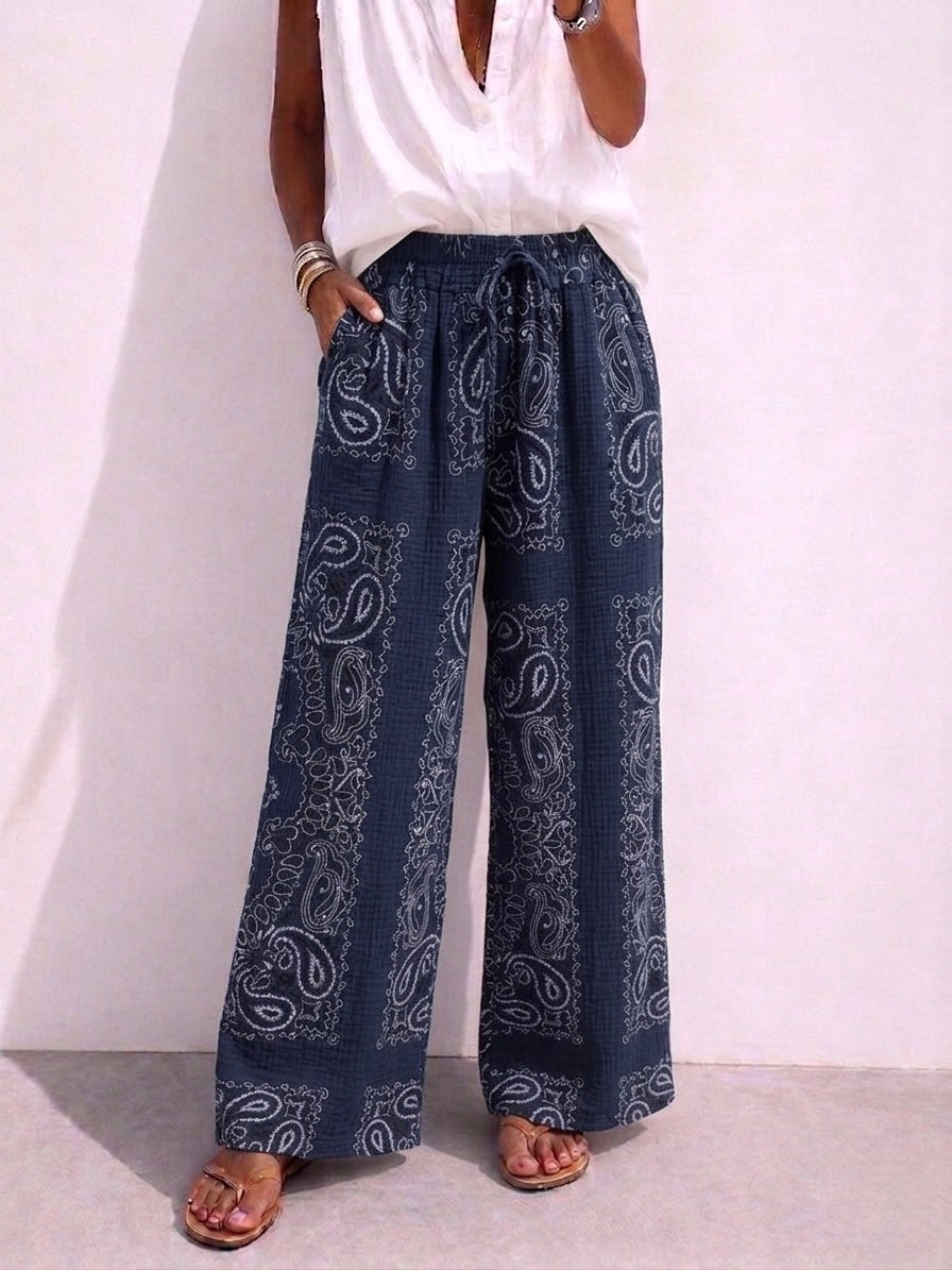 Bandana Print Cotton Pants