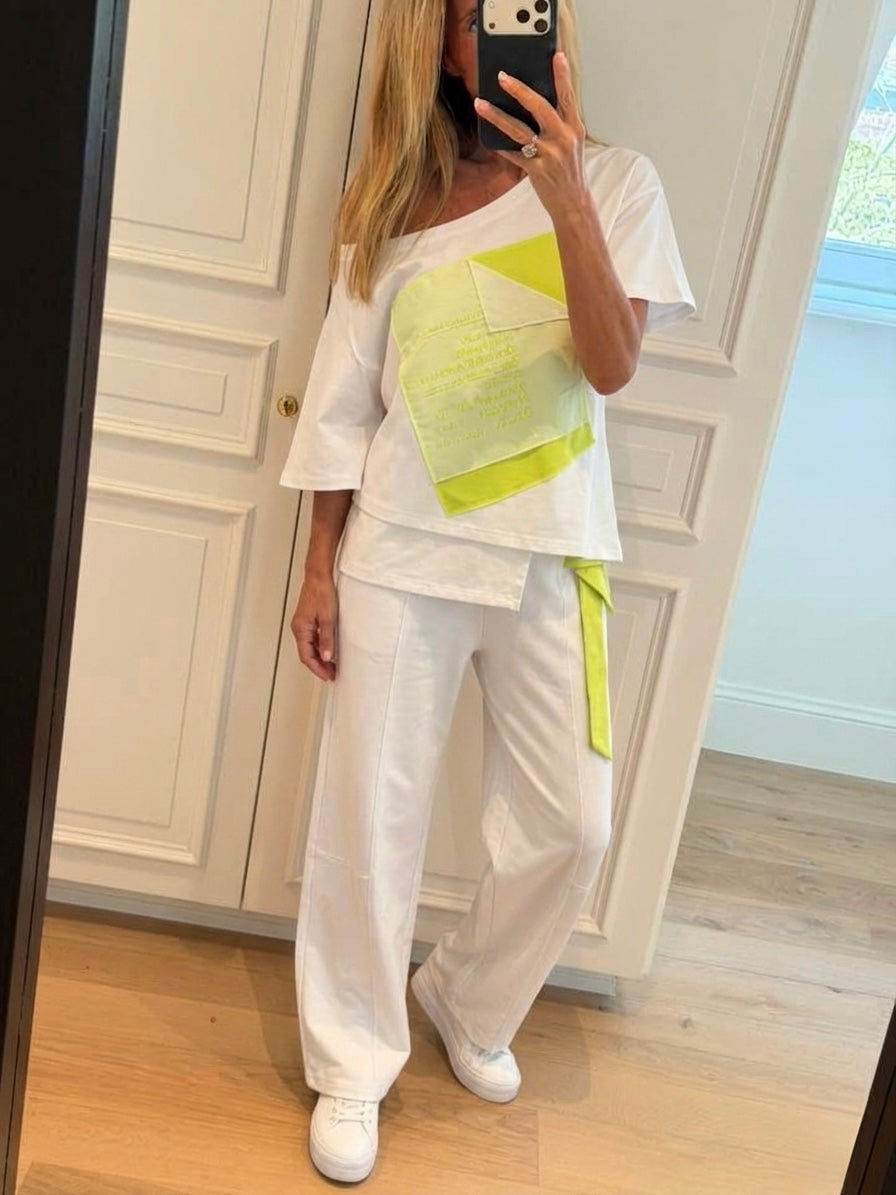 Offshoulder White * neon Set