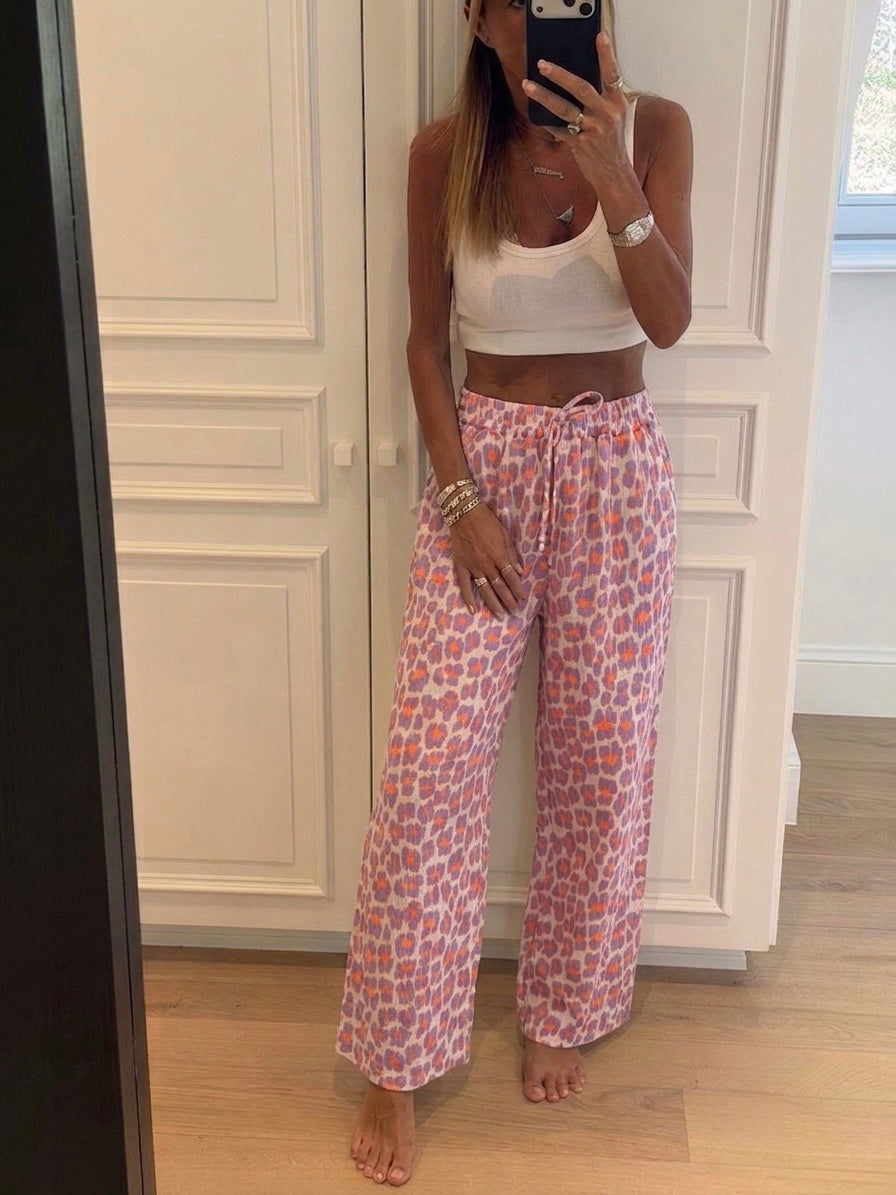 Leopard purple Neon Muslin Pants