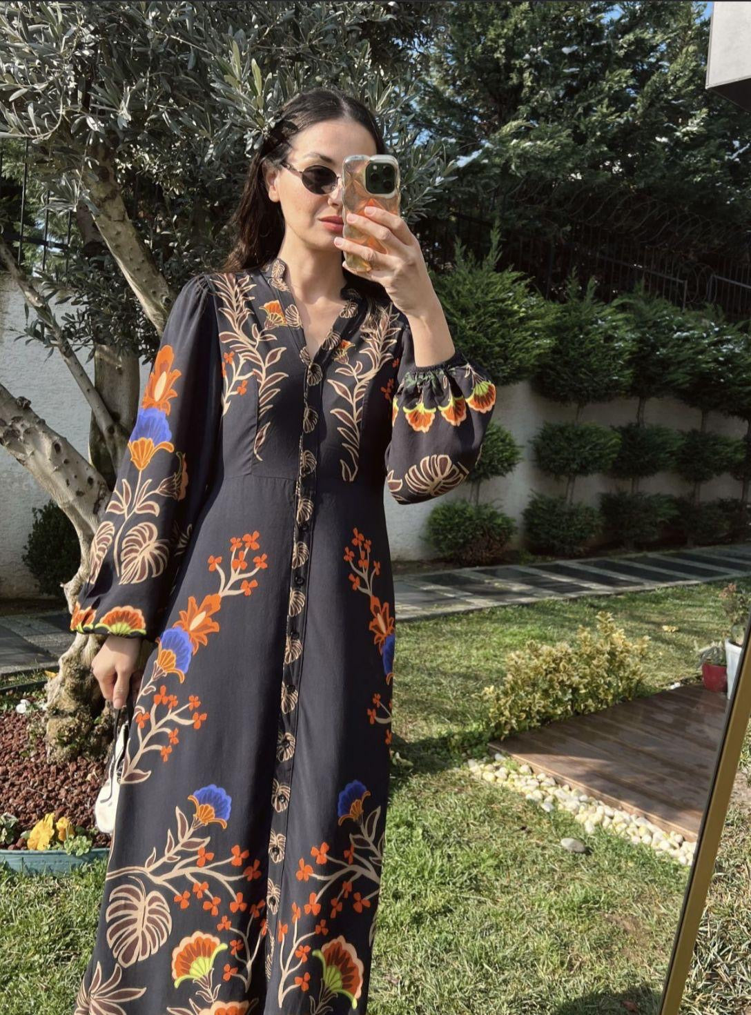 Maxi Crep Cotton Floral Dress