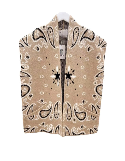 Bandana Print Beige Vest