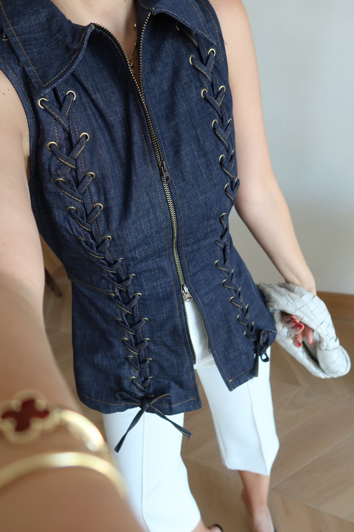 Denim Criss Cross Vest