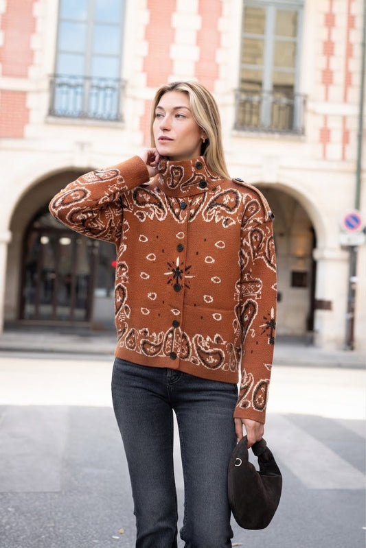 Bandana high Neck Buttons Jacket