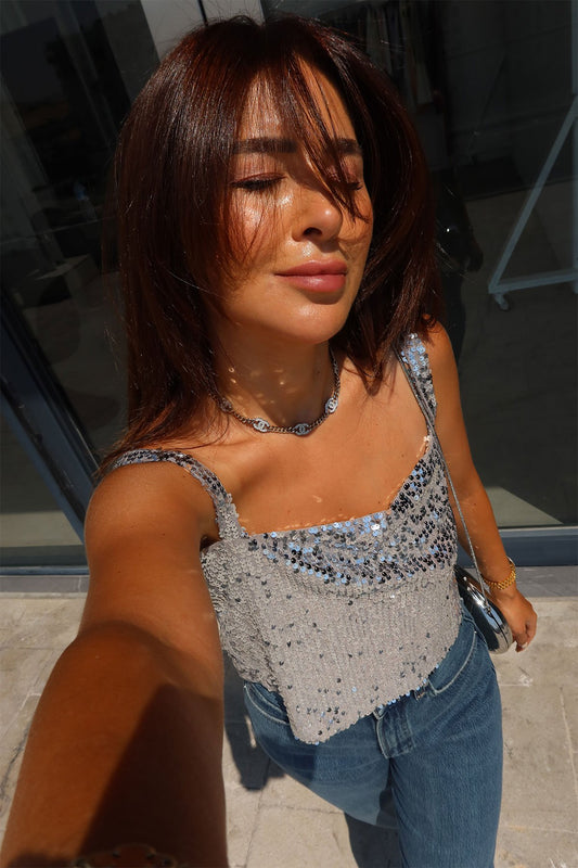 Sequins Silver Top