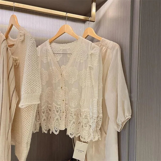 Embroidered Beige Blouse