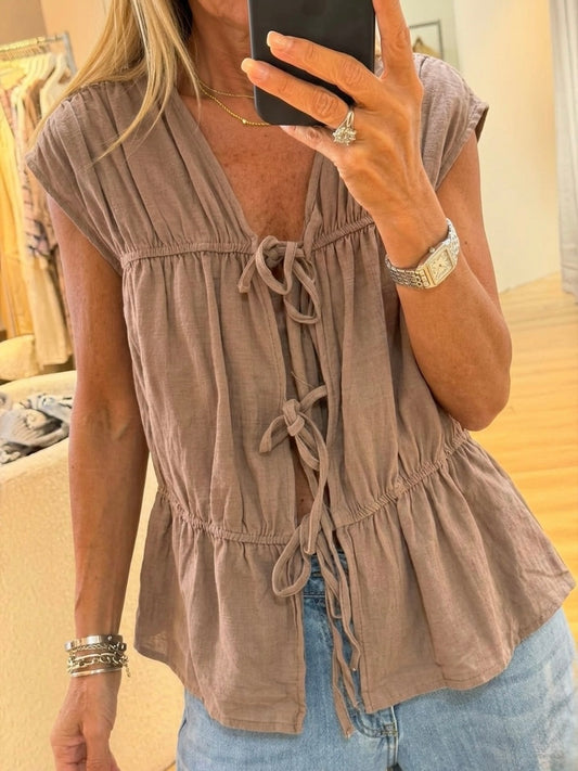 Gathered sleeveless Top