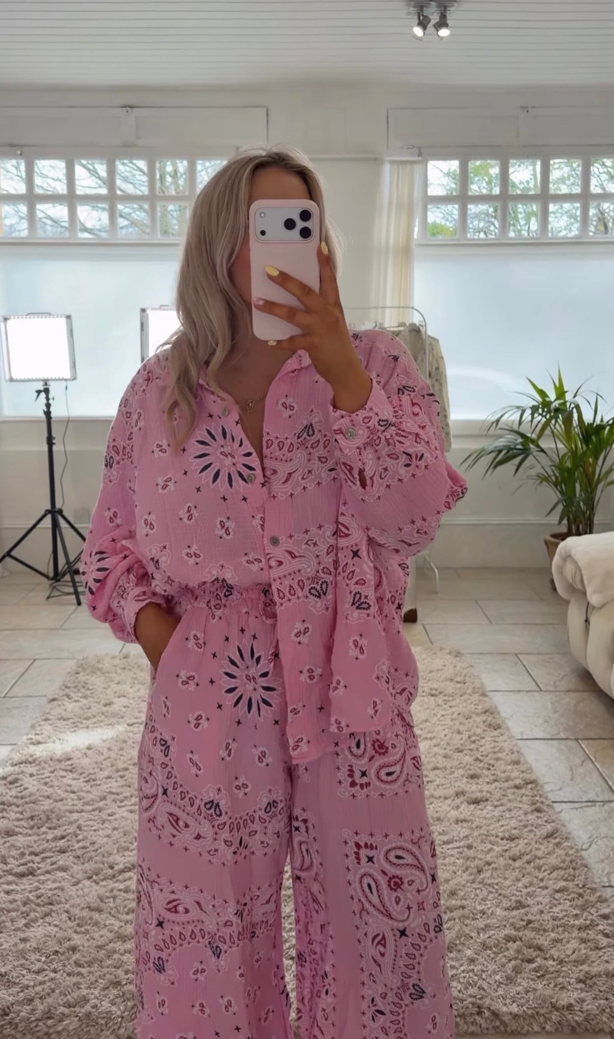 Bandana Print cotton Pink Set