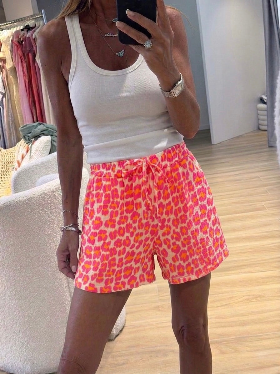 Leopard Neon muslin Short