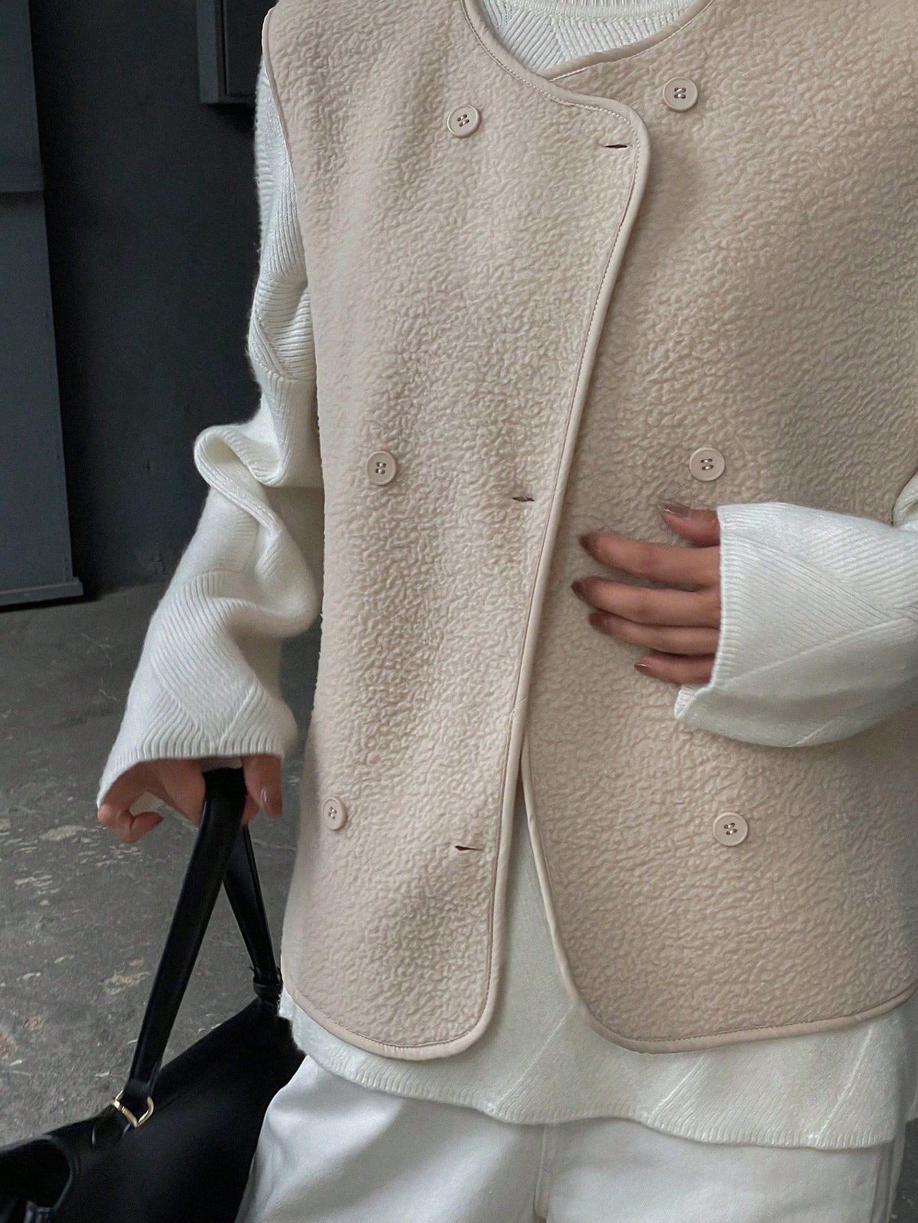 Casual shearling sleevless Jacket
