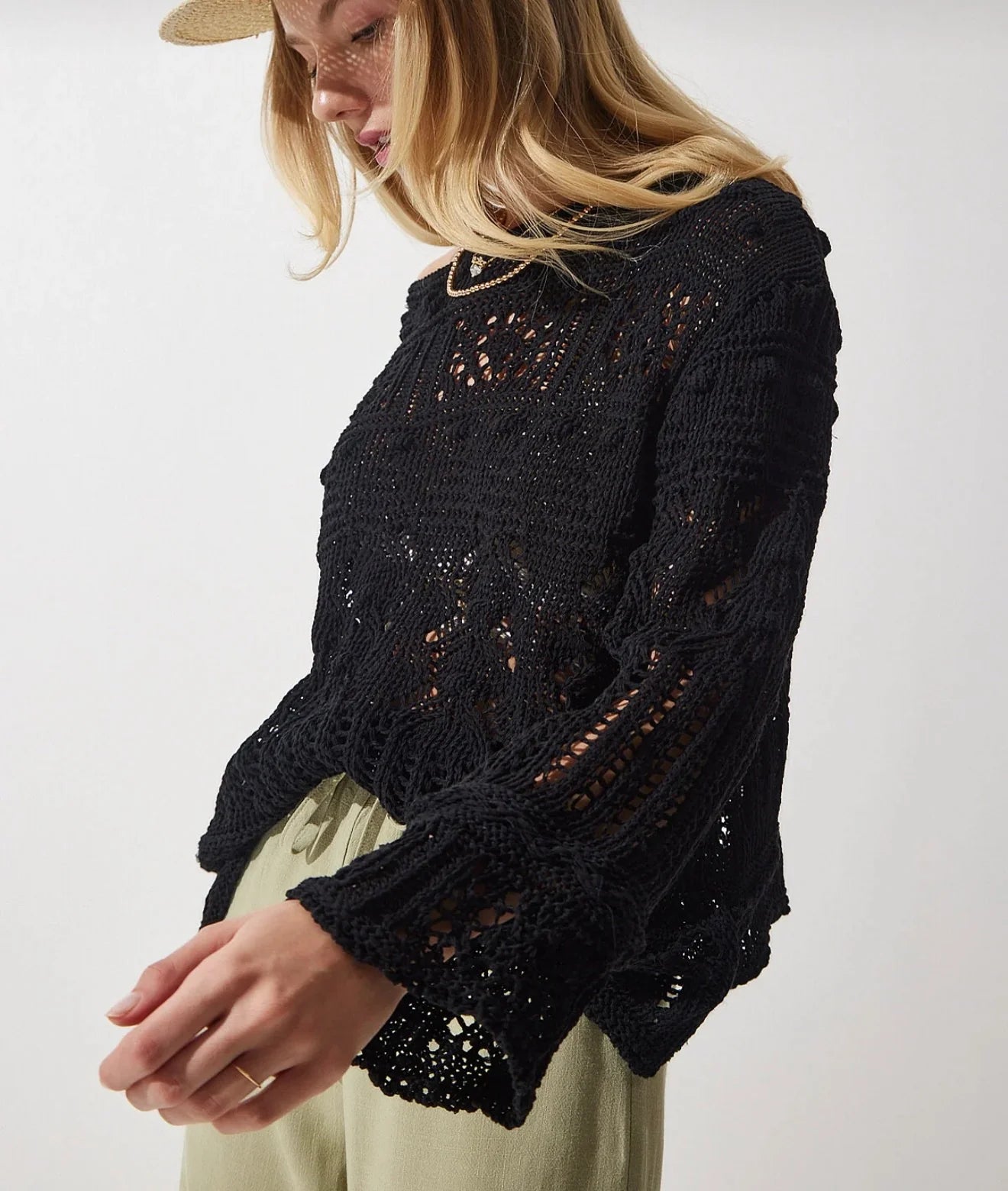 Black crochet sweater