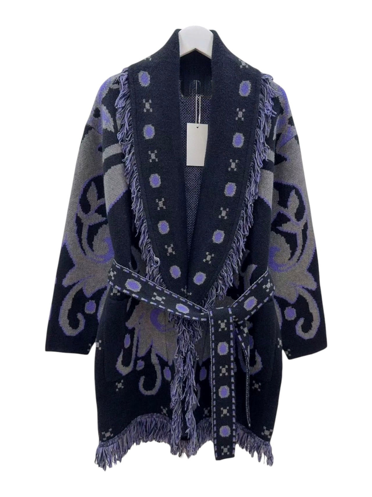Grey purple Wool Cardigan