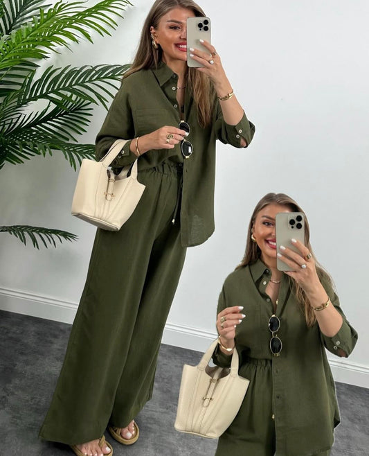 100% linen Summer Green Set