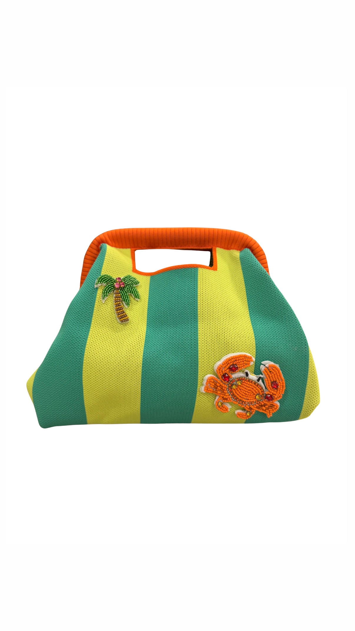Green Striped Crab Embellishments Clutch