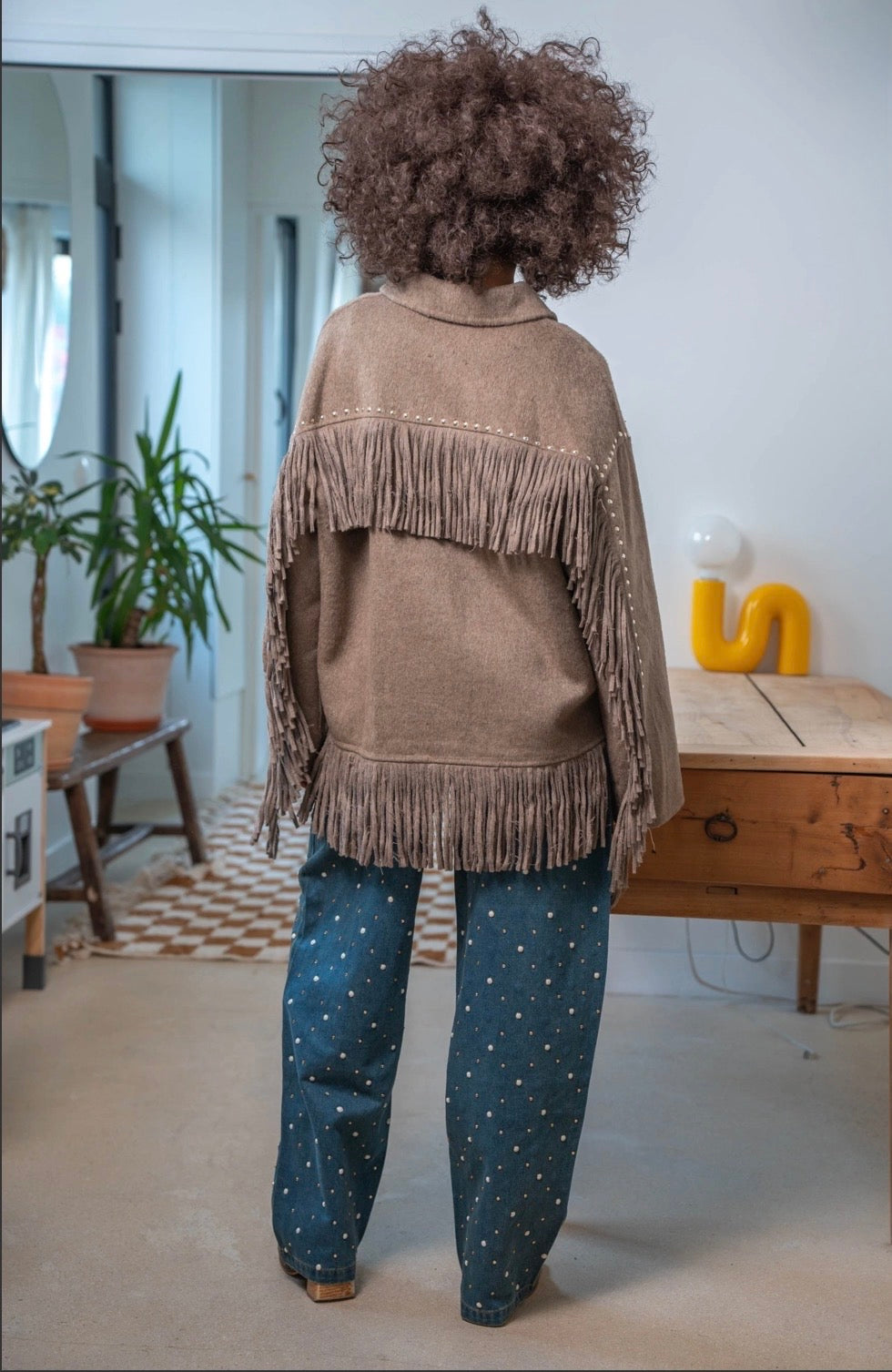 Etaupe Cachmer with Fringes Jacket